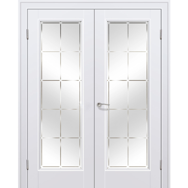 Межкомнатная дверь экошпон Profil Doors 92U аляска распашная двустворчатая остеклённая