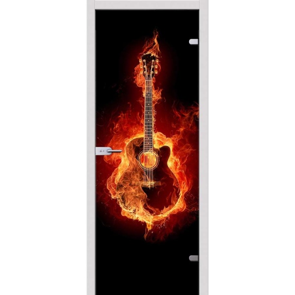 Фото товара Межкомнатная стеклянная дверь "Guitar" триплекс фотопечать