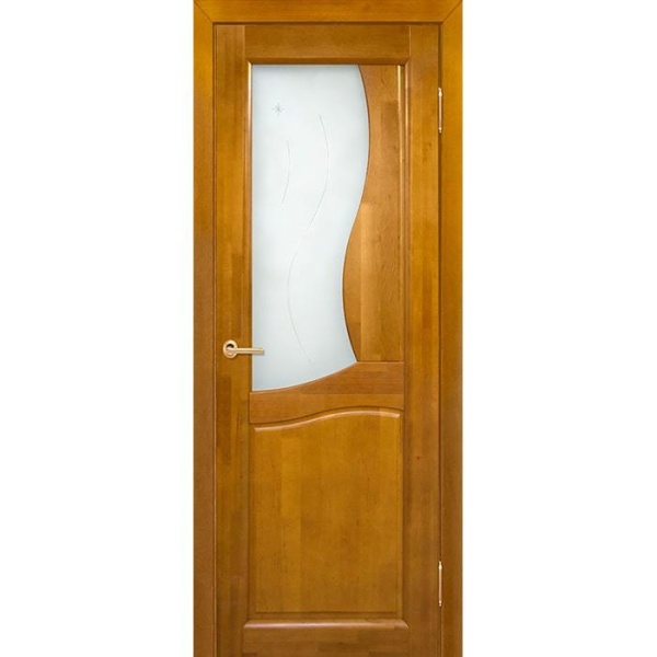Межкомнатная дверь массив ольхи Верона медовый орех со стеклом