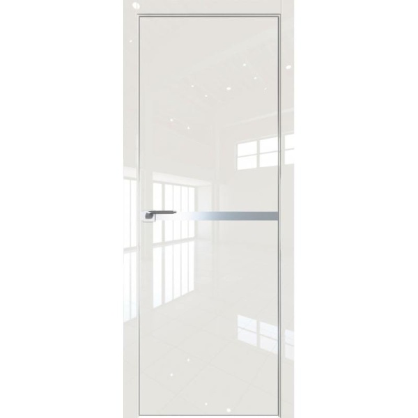 Глянцевая межкомнатная дверь Profil Doors 11LK магнолия люкс алюминиевый молдинг алюминиевая матовая кромка с 4-х сторон