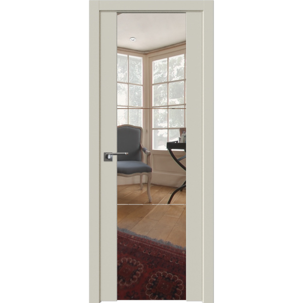 Межкомнатная дверь экошпон Profil Doors 22U магнолия с зеркалом с двух сторон