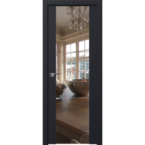 Межкомнатная дверь экошпон Profil Doors 22U чёрный матовый с зеркалом с двух сторон