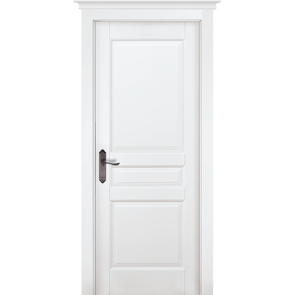 Межкомнатная дверь массив сосны ОКА Валенсия Браш белая эмаль глухая