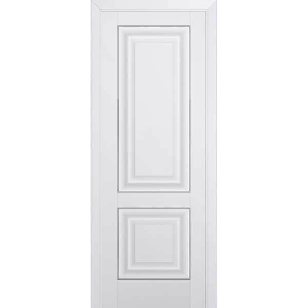 Межкомнатная дверь экошпон Profil Doors 27U аляска глухая с серебряным молдингом