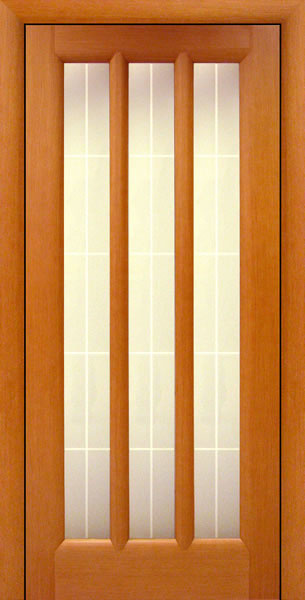 Межкомнатная шпонированная дверь Троя с тремя стеклами