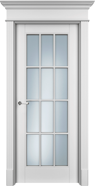 Межкомнатная дверь эмаль Ofram Оксфорд белая остеклённая