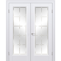 Межкомнатная дверь экошпон Profil Doors 92U аляска распашная двустворчатая остеклённая