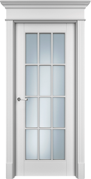 Межкомнатная дверь эмаль Ofram Оксфорд белая остеклённая